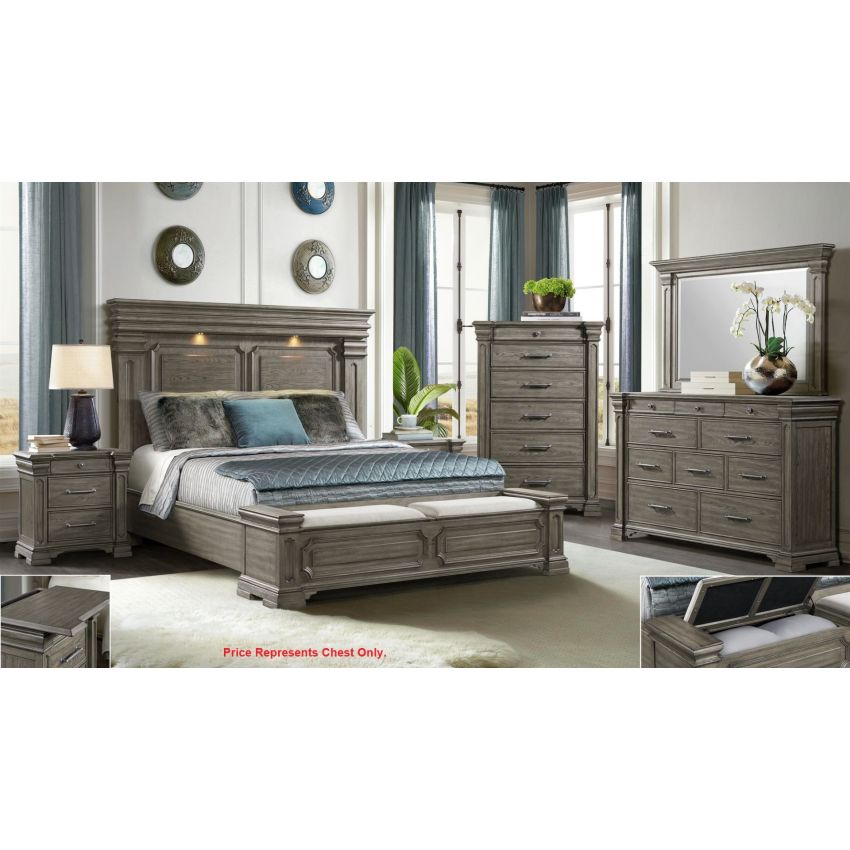 Kings Court Grey 6-Drawer Chest