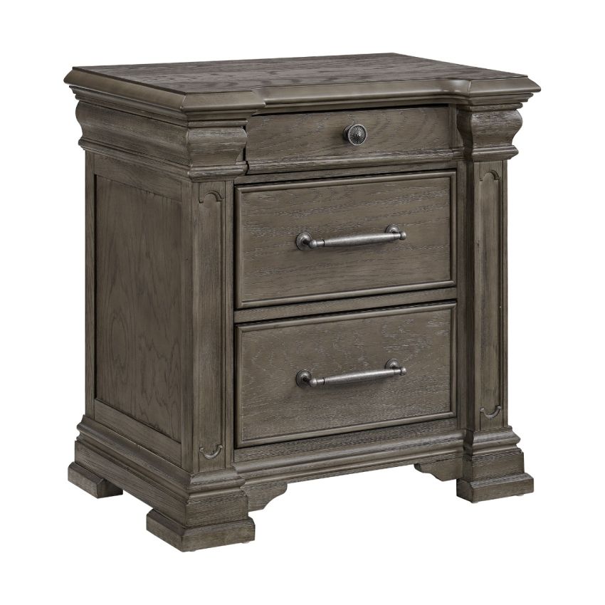 Kings Court Grey 3-Drawer Night Stand