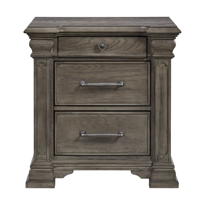 Kings Court Grey 3-Drawer Night Stand