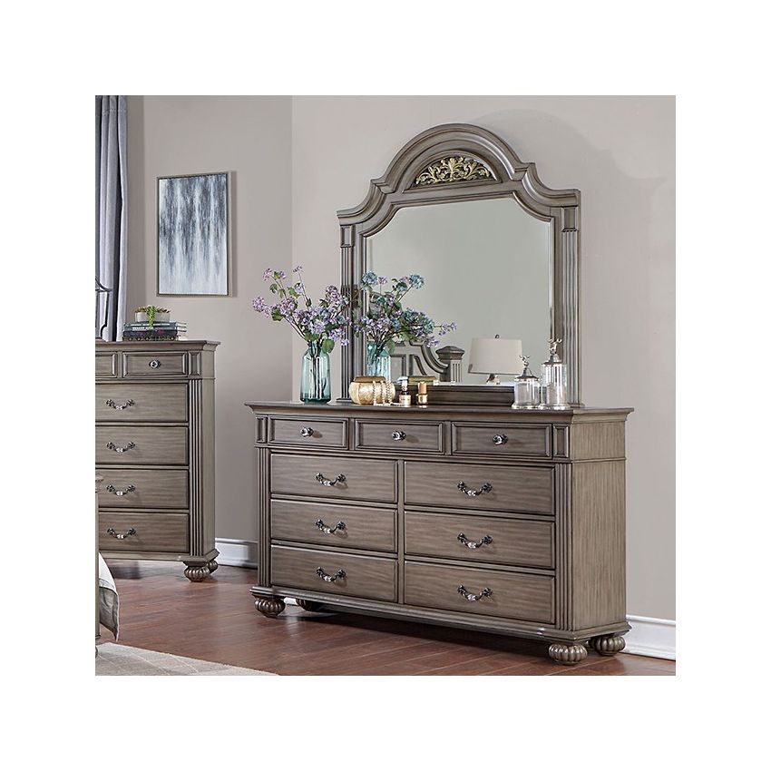 Syracuse Gray Dresser & Mirror