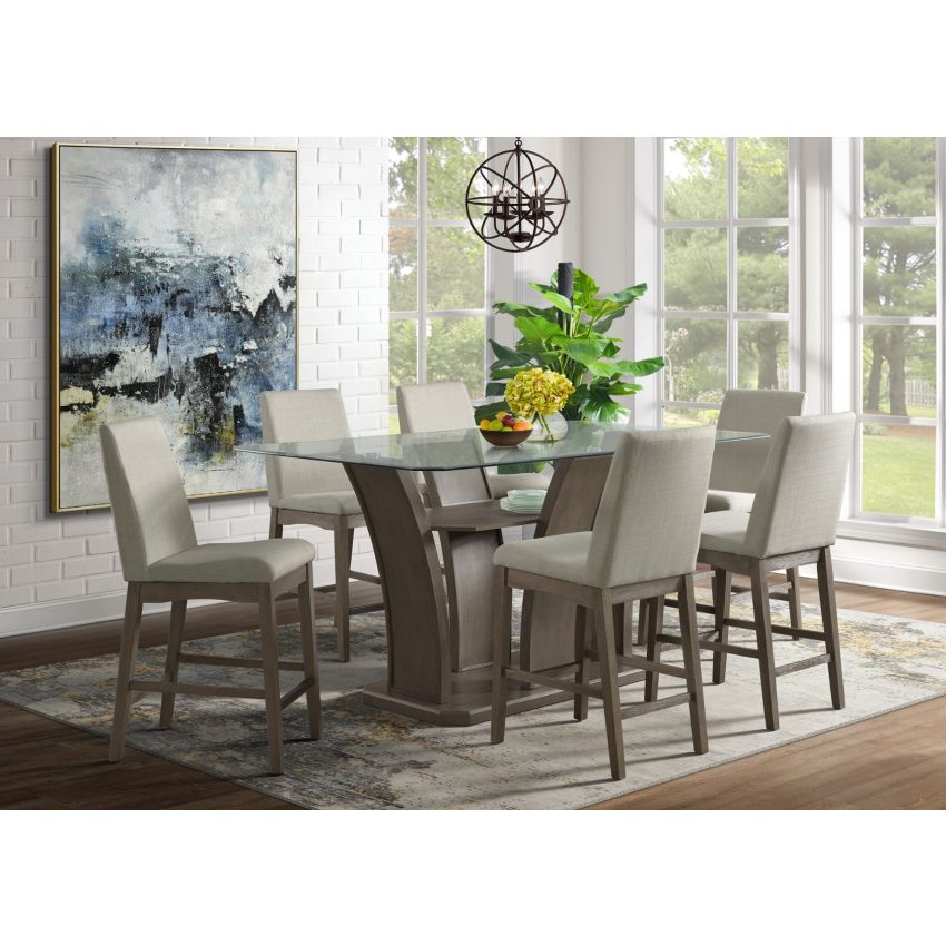 Dapper 7-pc Grey Counter Height Dining Set