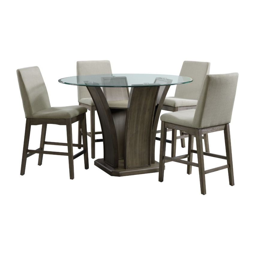 Dapper 5-Pc Grey Counter Height Round Dining Set