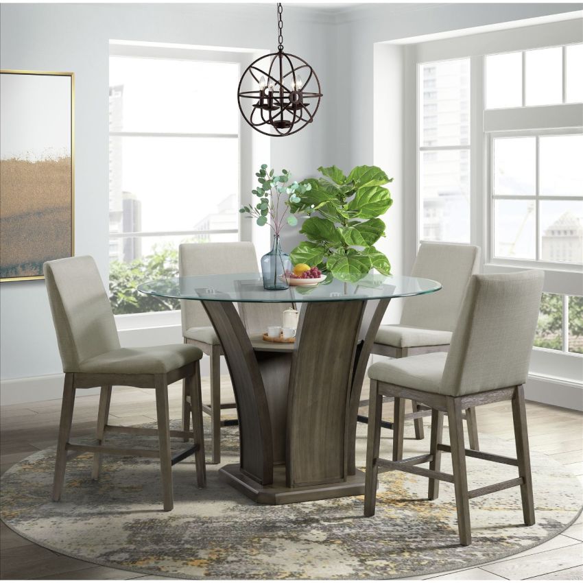 Dapper 5-Pc Grey Counter Height Round Dining Set