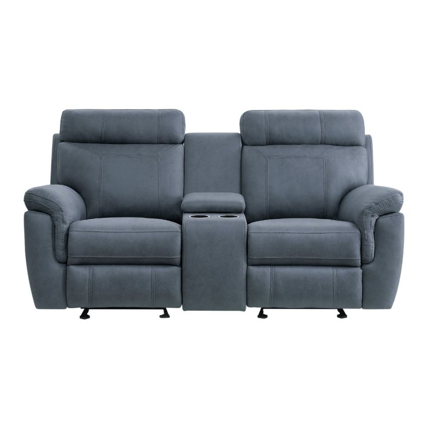 Clifton Blue Double Glider Reclining Loveseat
