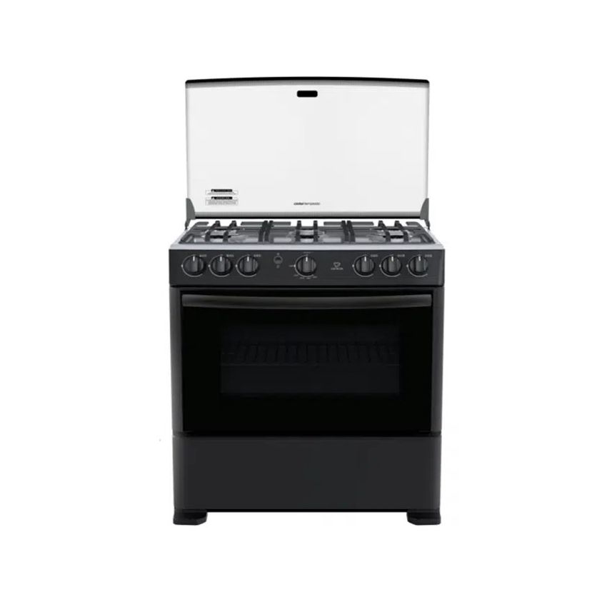 Cetron 30 inch Black 6-Burner Gast Stove w/Glass Lid