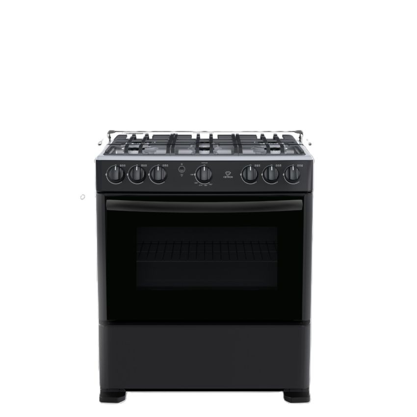 Cetron 30 inch Black 6-Burner Gast Stove w/Glass Lid