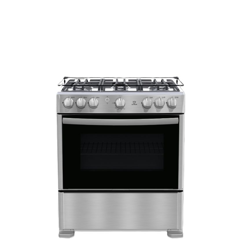 Cetron 30 inch 6-Burner S/Steel Gas Stove w/Glass Lid