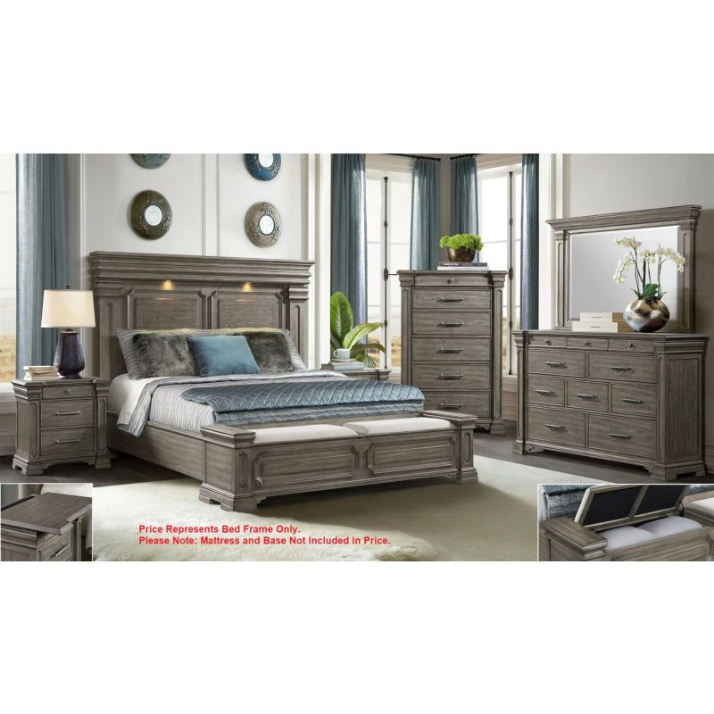 Kings Court Grey Queen Bed Frame