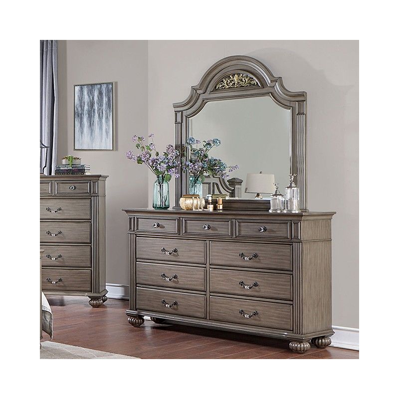 Syracuse Gray Dresser & Mirror