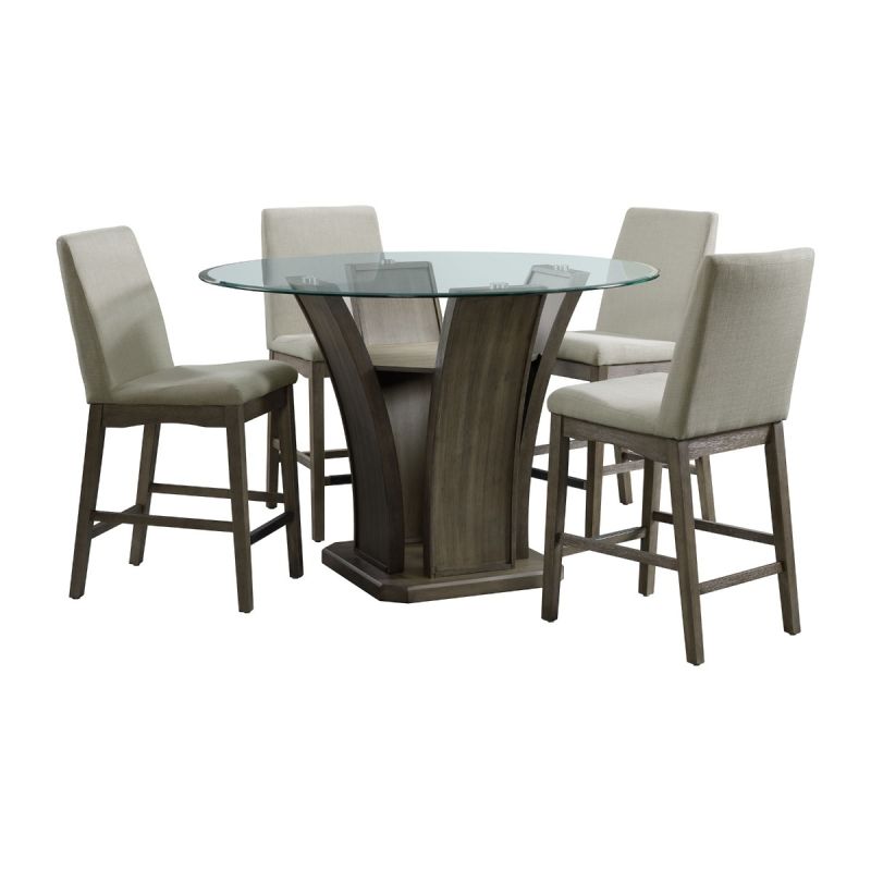 Dapper 5-Pc Grey Counter Height Round Dining Set